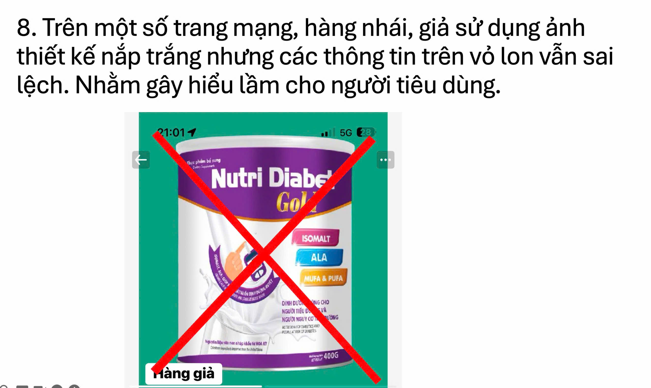 So sánh Nutri Diabet Gold chính hãng (nắp trắng) và hàng giả (nắp tím)